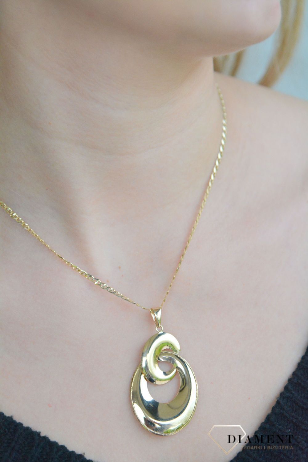 Złota duża zawieszka 585 połączone Owale ZA 7665.jpg